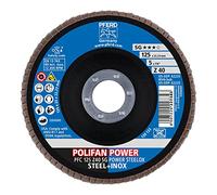 PFERD Polifan Power 69398198 - Disco abanico PFC, 2 unidades, 125 x 22,23 mm, cónico, Z40, línea de rendimiento SG Steelox | para acero y acero inoxidable (INOX)