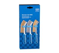 PFERD Tools 43900005 HBG - Juego de 3 cepillos de mano con 1 cepillo de mano con revestimiento de alambre de acero (latón), alambre de acero inoxidable y alambre de latón | Diámetro del alambre de