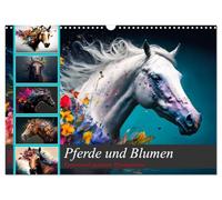 Pferde und Blumen (Wandkalender 2026 DIN A3 quer), CALVENDO Monatskalender: Faszinierend wunderschöne Bilder von Pferden und Blumenvariationen