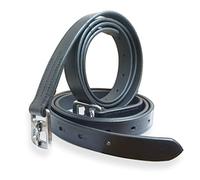 Pferdelinis Correa para estribos de piel en color negro, apta para sillines ingleses, correas de estribo, longitud de 130 cm - 160 cm (negro, 120 cm)