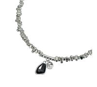 Pffiocix Collar con colgante de aleación de corte geométrico facetado, cadena reflectante brillante, joyería para mujer, regalo diario elegante, talla única, como se describe, como se describe