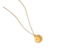 Pffiocix Elegante collar con colgante de estrella para mujer, chapado en oro de 18 quilates, acero inoxidable resistente con cadena de perlas, accesorio de joyería, colgante de circonita, talla única