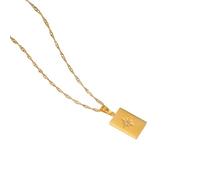 Pffiocix Elegante collar con colgante de estrella para mujer, chapado en oro de 18 quilates, acero inoxidable resistente con cadena de perlas, accesorio de joyería, colgante de circonita, talla única