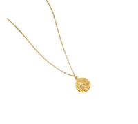 Pffiocix Elegante collar con colgante de estrella para mujer, chapado en oro de 18 quilates, acero inoxidable resistente con cadena de perlas, accesorio de joyería, colgante de circonita, talla única