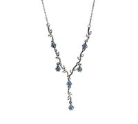 Pffiocix Elegante collar con colgante de flor de ciruela azul, cadena ligera de clavícula, estilo francés, joyería para mujer diaria