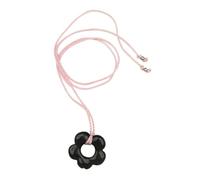 Pffiocix Elegante gargantilla negra de cinco pétalos con flores, accesorio para mujer, longitud ajustable con melocotón suave o negro