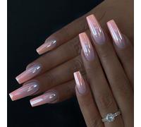 Pffiocix Juego de 24 uñas postizas largas cuadradas francesas para manicura, arte para otoño y