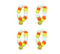 Pffiocix Juego de 4 collares suaves para mascotas con pompones coloridos, campanas ajustables, para festivales, vacaciones, fiestas, gatos