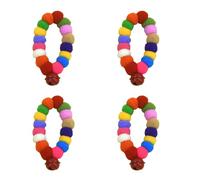 Pffiocix Juego de 4 collares suaves para mascotas con pompones coloridos, campanas ajustables, para festivales, vacaciones, fiestas, gatos
