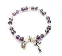Pffiocix Rosario de cruz con cuentas de crucifijo de Cristo, pulsera para hombres y mujeres, joyería católica, rosario católico para hombres y mujeres, talla única