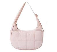 PFHFRJZLQ Bolso de mano de media luna con correa ajustable, elegante bolso de hombro de nailon para mujer, diseño acolchado para viajes, trabajo y ocio, Rosa.