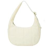 PFHFRJZLQ Bolso de mano de media luna con correa ajustable, elegante bolso de hombro de nailon para mujer, diseño acolchado para viajes, trabajo y ocio, beige