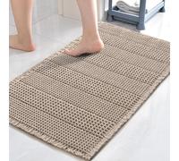 PFHHUDCV Absorbent Non Slip Bath Mats for Bathroom Mat,Soft Machine Washable Bathmat Rugs with Tassels,Rubber Backed Quick Dry Bath Carpet,Bath Rugs for Bathroom Floor Beside Tub