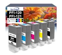 PFI-120 PFI-121 Cartucho de Tinta para Canon PFI-121 PFI-120(Paquete de 4) | Compatible para Canon ImagePrograf TM-250 TM-255 TM-350 TM-355(Negro Mate, Negro, Cian, Magenta, Amarillo)