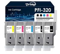PFI-320 Cartucho de Tinta 300ml para Canon PFI-320(Paquete de 5, MBK+BKCMY) | PFI-320BK PFI-320C PFI-320M PFI-320Y para Canon ImagePrograf TM-200 TM-205 TM-300 TM-305