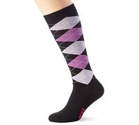 PFIFF 100322 - Calcetín de equitación unisex (talla 40), diseño de cuadros, color negro y lila