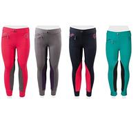 PFIFF 102603 Ella - Pantalones de equitación para niña, Color Gris y Morado