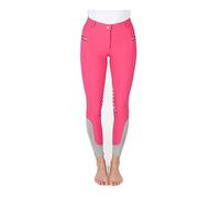 PFIFF 102847 Helen - Pantalón de equitación para mujer con agarre en la rodilla y bolsillo para el móvil, 38 tallas, color rosa y gris