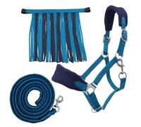 PFIFF 103103 Sunny - Juego de Cabestro (3 Piezas, Tejido y Flecos, Personalizable), Color Azul Claro