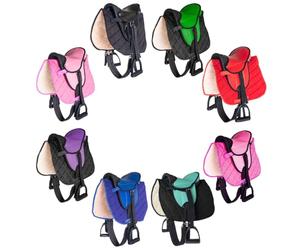 PFIFF 103106 Juego Completo de Silla de Montar para shettys o Caballos de Madera, sillín para niños, Verde