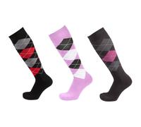 PFIFF Juego de 3 medias de equitación en diferentes colores, con plantilla reforzada, tallas 34-42, Ant Grey-Pink Sw-Gruy Red Purple Sw-Flieder, 42-44