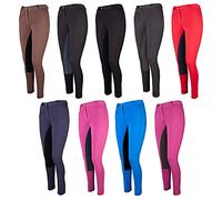 Pfiff - Pantalones de equitación con culera para niños, color Negro (Black/Brown), tamaño: 140