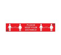 PFIFF PL102917 - Adhesivo para el suelo, diseño con texto "Keep Your Distance", color rojo, 100 x 20 cm