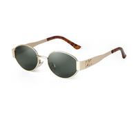 PFINAMC Gafas de sol ovaladas con montura de metal retro para mujer, lentes de tonos masculinos, gafas de sol pequeñas UV400, C3 GOLD GREEN, 1