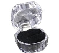 PFIOEUL Caja de anillos Cajas de anillos de cristal acrílico transparente, caja organizadora de almacenamiento, caja transparente for embalaje de joyería, 1-10 Uds.(1Pcs-Black)