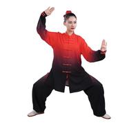 PFIOEUL Uniforme de Tai Chi Ropa de Kung Fu Tai Chi Ropa de Artes Marciales Uniforme de Taijiquan Wushu Wing Chun Multicolor El Gradiente Transpirable(Red-Black,M)