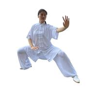 PFIOEUL Uniforme de Tai Chi Uniforme de Tai Chi de algodón, Ropa de Wushu y Kung Fu for Adultos, Traje de Wing Chun for Artes Marciales, Traje Tang de Rendimiento de Tai Chi(Dwhite,XXS(150cm))