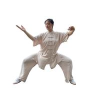 PFIOEUL Uniforme de Tai Chi Uniforme de Tai Chi de algodón, Ropa de Wushu y Kung Fu for Adultos, Traje de Wing Chun for Artes Marciales, Traje Tang de Rendimiento de Tai Chi(Dbeige,XXXXL(190cm))