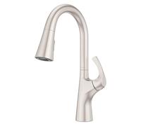 Pfister Talega F5297TEGS - Grifo de cocina con rociador extraíble, mango único, arco alto, acabado de acero inoxidable de defensa puntual