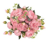 Pfjsseey 4Pcs Peony Artificial Flowers, Silk Fake Peony with Stems, Artificial Flowers for Home, Wedding, Mother's Gifts