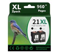 PFKink Cartuchos de tinta 21XL negros de repuesto para HP 21 XL compatibles con PSC 1410 Fax 3180 DeskJet D1530 D1560 D2460 F335 F380 F390 F2180 F2290 F4180 OfficeJet 4315 4355 5 (2 Negro