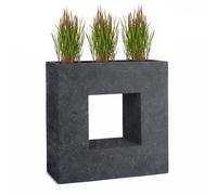 Pflanzwerk® Jardinera Fibra de Vidrio Vista Lava Antracita 66x66x28cm *Maceta a Prueba de heladas* *Protección UV* *Calidad Europeo*