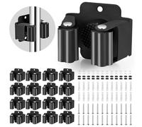 Pfloge® 12 pz Colgador Escobas y Fregonas, Soporte Escobas Pared Negro, Acero Inoxidable Colgador Escoba, Cuelga Escobas Pared Organizador, Sujeta Escobas Pared para Jardín, Cocina, Garaje, Baño