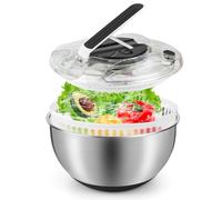 Pfloge Centrifugadora Lechuga De Acero Inoxidable, 4,5L Escurridor Lechuga con Tapa Y Base Antideslizante, para Lavar Y Escurrir Verduras Y Pasta, Centrifugadora De Verduras