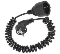 Pfloge® Prolongador Cable Electrico, Cable en Espiral Extensible de 0,6 m a 2 m máximo, Cable Espiral con Contacto de Seguridad (230V/16 A), Cable Espiral 3 x 1,0 mm² con Enchufe Schuko y Conector