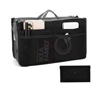 PFLYPF 1 organizador negro y 1 monedero de fieltro negro, artículos de tocador multiusos, doble cremallera, organizador de maquillaje, adecuado para viajes