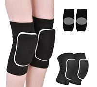 PFLYPF 1 par de rodilleras de baile y 1 par de rodilleras deportivas, suaves y transpirables, rodilleras protectoras, rodilleras de esponja de danza para hombres y mujeres (negro)