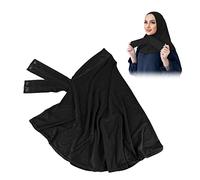 PFLYPF 1 piezas negro Hijab corbata botón bufanda musulmana bufanda corbata práctica hijab para niñas damas, Negro , Talla única