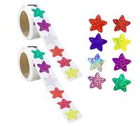 PFLYPF 1000 piezas pegatinas de estrellas intermitentes, pegatinas de estrellas pegatinas de 2,5 cm, pegatinas de recompensa para maestros, pegatinas de motivación para niños (8 colores)