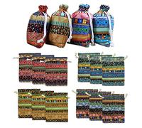 PFLYPF 12 bolsas de algodón y lino de estilo étnico, bolsas de regalo para bodas, bolsas de dulces con cordón, bolsas de almacenamiento de joyas, para envolver regalos y celebraciones (13 x 18 cm)