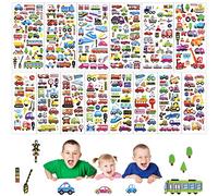 PFLYPF 14 Pegatinas para niños en 3D, Pegatinas de Transporte para niños, Pegatinas para Trenes de Motocicletas, Aviones, excavadoras de automóviles, Lindas Pegatinas tridimensionales.