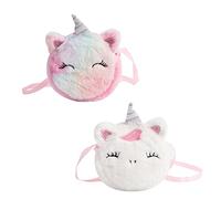 PFLYPF 2 bolsos de hombro de piel, bolso bandolera de piel estilo mensajero para niñas, bolso de mano lindo, monedero, bolso de felpa lindo regalo princesa (2 colores), blanco