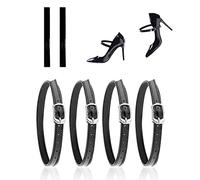 PFLYPF 2 Pares de Cordones para Tacón Alto, Hebillas Antiaflojamiento y Antideslizantes, Correas de Tobillo de Piel Sintética para Sandalias, Negro