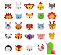 PFLYPF 24 piezas de pegatinas de pintura de diamantes con diseño de animales, pegatinas aleatorias 5D, pegatinas de diamante DIY, kit de pintura digital de diamantes, regalos de evento artesanal