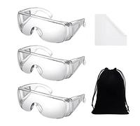 PFLYPF 3 gafas de protección, con 1 funda de franela negra y 3 capas de paño blanco para gafas, resistente al polvo, a prueba de arena y salpicaduras, gafas protectoras resistentes a los golpes