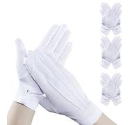 PFLYPF 3 pares de guantes de esmoquin blanco de nailon - con hebillas, resistentes al sudor - para vestidos de noche, cosplay, inspección de joyas, 9 x 24,5 cm